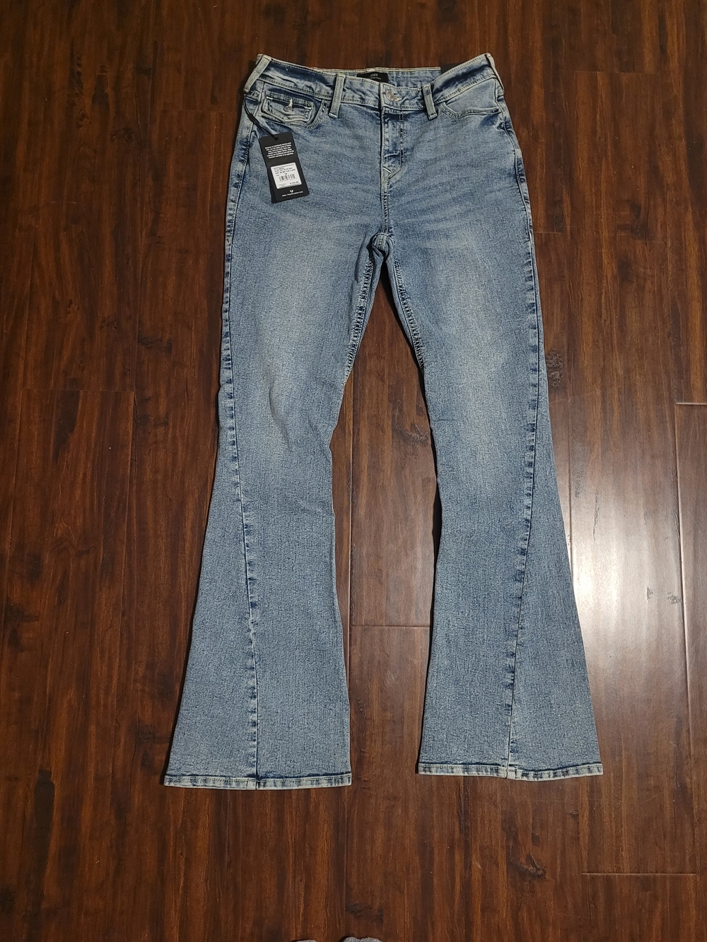 True Religion Joey Mid Rise Flap Flare Light Blue Jeans